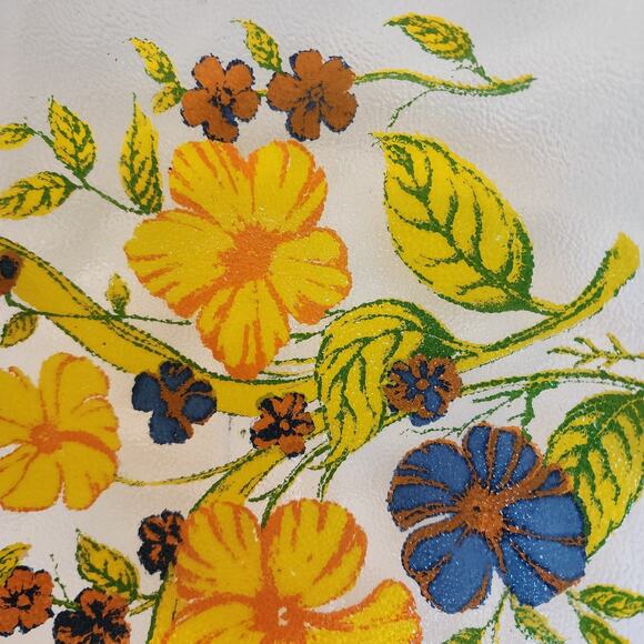 Gorgeous Reverse Painted Vtg. Ruffled Edge Gilt Trimmed Pebbled Bowl Yellow Blue - Picture 2 of 10